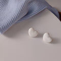Glossy Enamel Heart Stud Earrings Gold Tone White Wine Red view 6