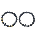Black Wood Bead Cross Stretch Bracelet Mixed Accents view 5