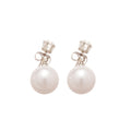 Clear Square Crystal Stud Earrings With White Pearl Drops view 5
