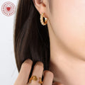 Pearl and Zircon Open C-Shape Hoop Earrings Gold Steel view 3
