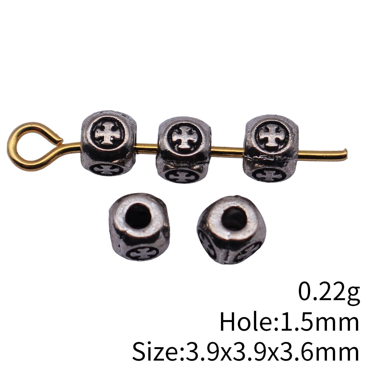3.9x3.9x3.6mm 0.22g Antique Silver Zinc Alloy Cross Pattern Spacer Beads with Small Hole for Jewelry Making