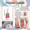 Wooden Red Backpack Books And Pencils Keychain With Metal Split Ring view 4