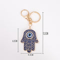 Evil Eye Hamsa Hand Teardrop Keychain Enamel Rhinestone Charm view 5