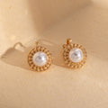 Gold and Silver Pearl Look Clear Halo Clip Earrings view 6