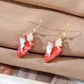 Gold Tone Faceted Irregular Leaf Crystal Effect Hook Earrings view 2