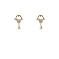 Gold Tone Clear Stone Wreath Bow Teardrop Stud Earrings view 5