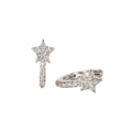 Silver Tone Crystal Star Huggie Hoop Earrings Pair view 5