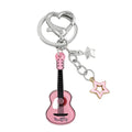 Guitar Shaped Charm Keychain With Star And Flower Pendants view 5