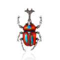 Red Silver Tone Beetle Crystal Two Designs Metal Brooch Pin view 1