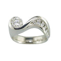 Silver Tone Wave Shape Clear CZ Accent Finger Ring view 3