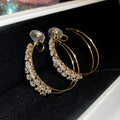 Double Hoop Crystal Clip Earrings in Two Tones with Crystal Accents view 7