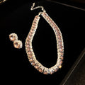 Sixteen Color Crystal Necklace And Stud Earring Sets With Round Or Drop Stones view 4