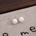 White Pearl Look Round Stud Earrings in Five Sizes view 8