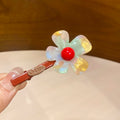 Red Duckbill Clip Iridescent Resin Flower Single Piece view 6