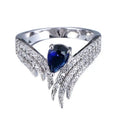 Pear Stone Wing-Shaped Statement Ring In Four Colors Silver Tone view 7