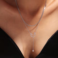Crescent Moon Star Zircon Y Drop Necklaces Bracelets Gold Steel view 3