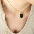 Good Luck Enamel Tag Ball Chain Necklace Gold Tone view 4