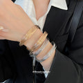 Multi Wire Twisted Open Cuff Bracelet 2 Metal Tones view 3