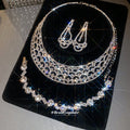 Silver Rhinestone Lace Collar Necklace Earrings Bracelet view 2