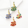 Teardrop Crystal Peacock Brooch in Four Bright Colors view 1