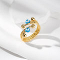 Gold Tone Textured Multiband Evil Eye Adjustable Rings view 8