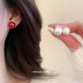 Pearl Look Round Square Stud Earring Sets Three Styles view 4