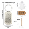 Cream Dog Tag Wooden Arabic Calligraphy Keychain Charm view 2