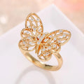Gold Openwork Butterfly Ring Clear CZ Wing Accents view 2