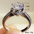 Silver Tone Raised Round Crystal Pavé Ring with Polished Finish view 5