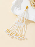 Seed Bead Tassel Pendant Charm With Pearl Accents Seven Colors view 12