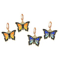 Gold Tone Black Enamel Butterfly Huggie Drop Earrings in Two Colors view 5