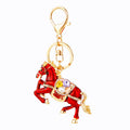 Jeweled Galloping Horse Keychains with Braided Strap Options view 5