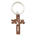 Dark Wood Jesus Cutout Cross Keychain Silver Ring Metal Charm view 5