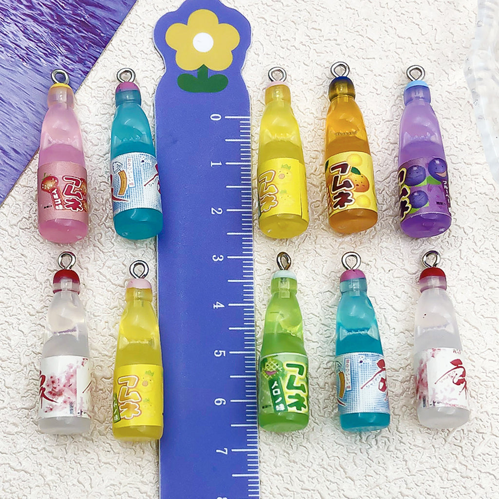 Resin Ramune Soda Bottle charm pendant for DIY necklace keychain earring making