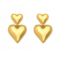 Double Heart Drop Earrings in Four Metal Tone Combinations view 5