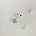 Silver Tone Blue Starfish And Jellyfish Asymmetric Stud Earrings view 1