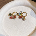 Multicolor Crystal Charm Hoop Earrings in Two Tones view 6