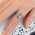 Silver Crossed Multi Band Pave CZ Finger Ring Sizes 6-10 view 4