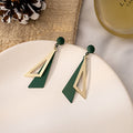 Green and Brown Layered Triangle Geometric Stud Earrings view 3