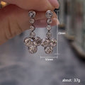 Silver Bezel Graduated Flower Drop CZ Dangle Earrings view 5