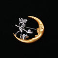 Crescent Moon And Fairy Brooch In Gold Tone With Blue Accent view 4