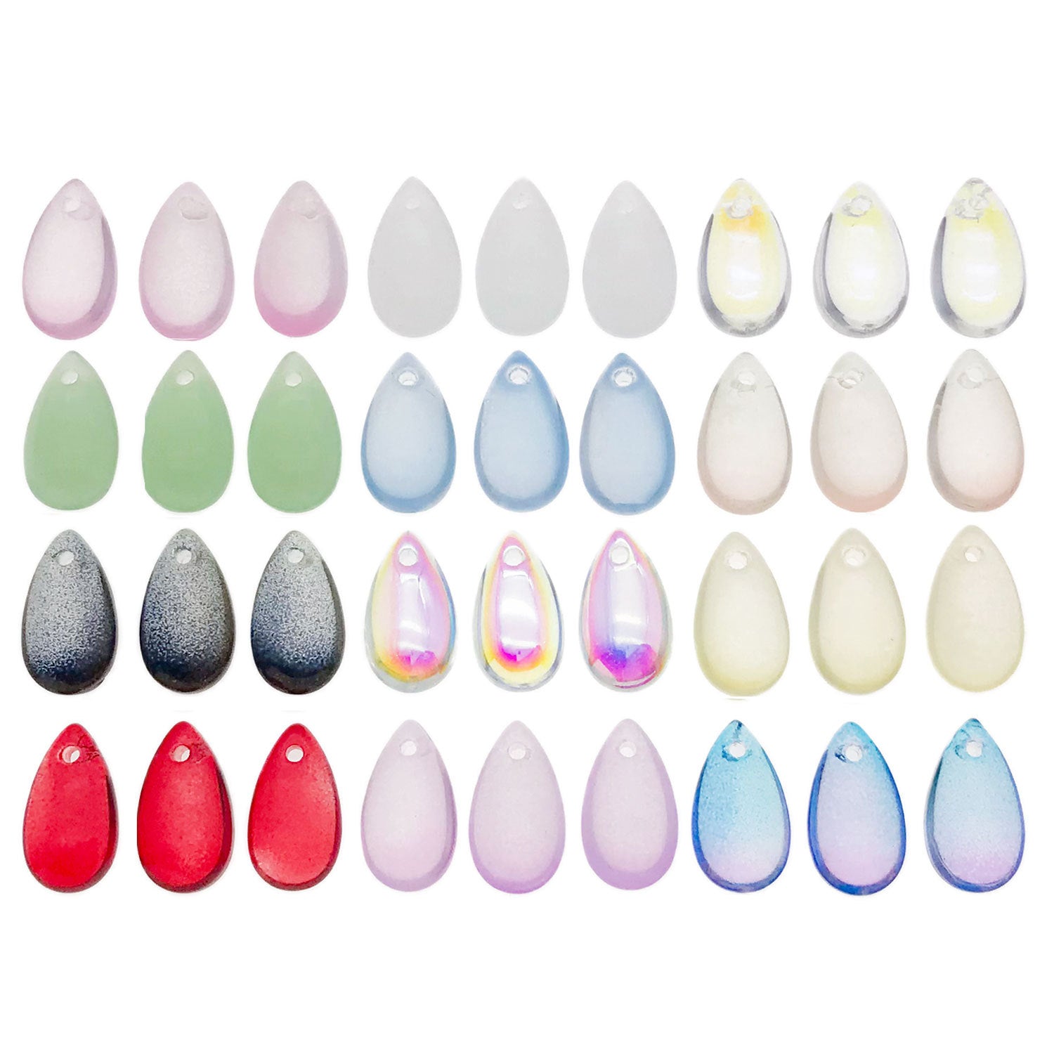Glass Waterdrop Petal Teardrop Charm Pendant for DIY Hairpin Tassel Earring Jewelry Making