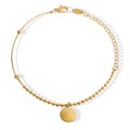 Lucky Disc Charm Ball Chain Bracelet Gold Or Steel Tone view 5