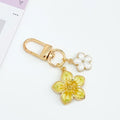 Enamel Flower Charm Keychain with Mini Flower Accent view 8