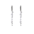 Silver Irregular Pearl Look Cascade Long Dangle Earrings view 5