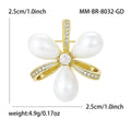 Crystal Ribbon Bow Brooch With Three Pearl Drops in Two Finishes view 5
