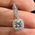 White Gold Cushion Halo Drop Earrings Twisted Pave Tops view 3