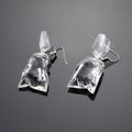 Silver Tone Clear Water Bag Fish Novelty Hook Earrings view 3