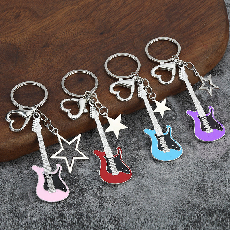 Electroplated Guitar Zinc Alloy Keychain Bag Charm Gift Accessory