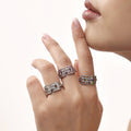 Geometric Link Open Ring Micro Zircon Stainless Steel Size Seven view 2